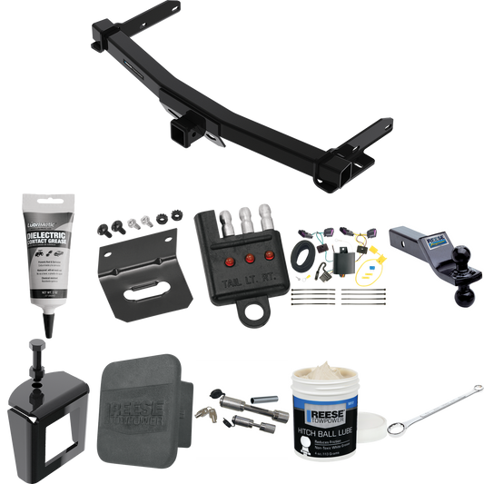 Fits 2014-2023 Dodge Durango Trailer Hitch Tow PKG w/ 4-Flat Wiring + Dual Ball Ball Mount 1-7/8" & 2" Trailer Balls + Wiring Bracket + Hitch Cover + Dual Hitch & Coupler Locks + Wiring Tester + Ball Lube + Electric Grease + Ball Wrench + Anti Rattle