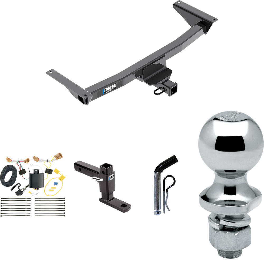 Fits 2018-2023 Volkswagen Atlas Trailer Hitch Tow PKG w/ 4-Flat Wiring + Adjustable Drop Rise Ball Mount + Pin/Clip + 1-7/8" Ball (Excludes: Cross Sport Models) By Reese Towpower