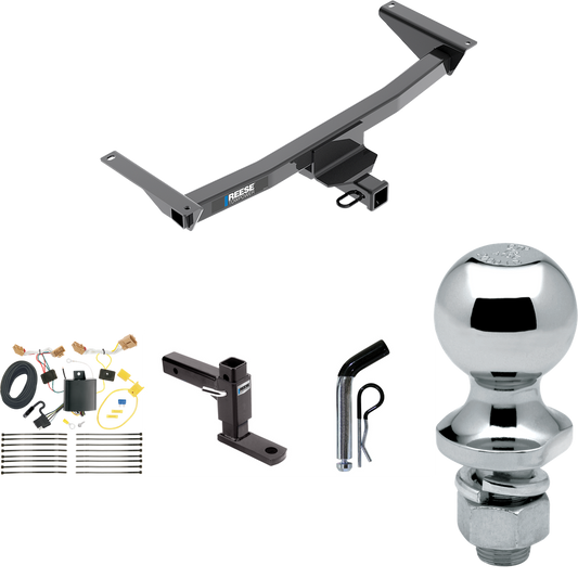 Fits 2018-2023 Volkswagen Atlas Trailer Hitch Tow PKG w/ 4-Flat Wiring + Adjustable Drop Rise Ball Mount + Pin/Clip + 1-7/8" Ball (Excludes: Cross Sport Models) By Reese Towpower