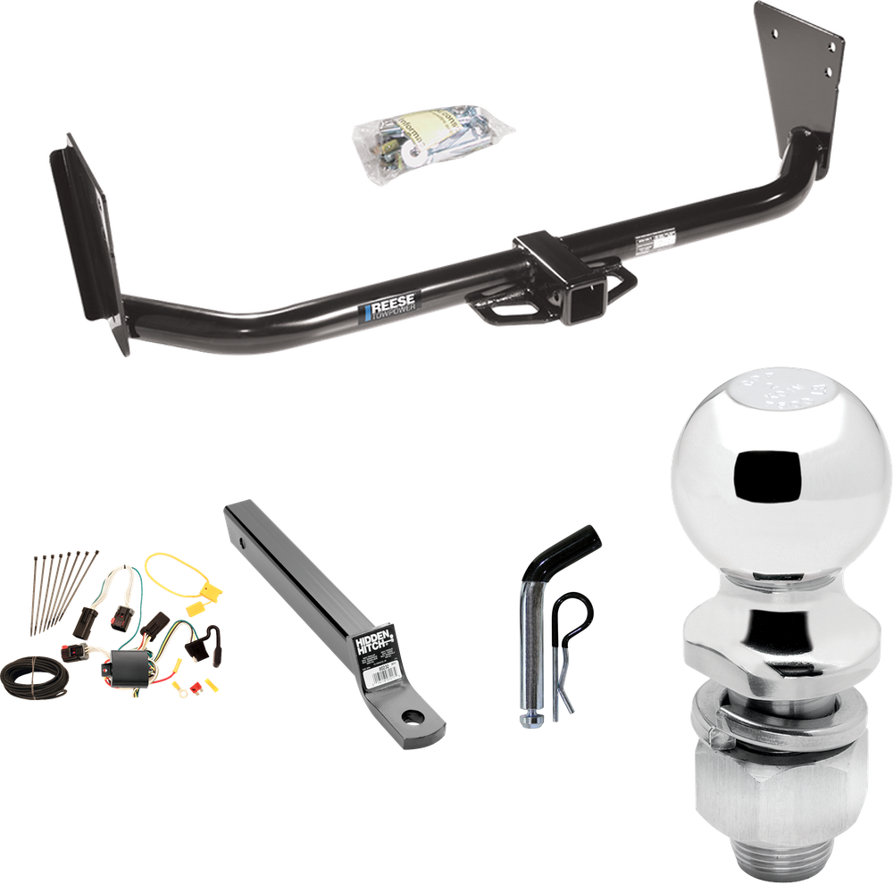 Fits 2004-2006 Dodge Durango Trailer Hitch Tow PKG w/ 4-Flat Wiring + Extended 16" Long Ball Mount w/ 2" Drop + Pin/Clip + 2" Ball By Reese Towpower