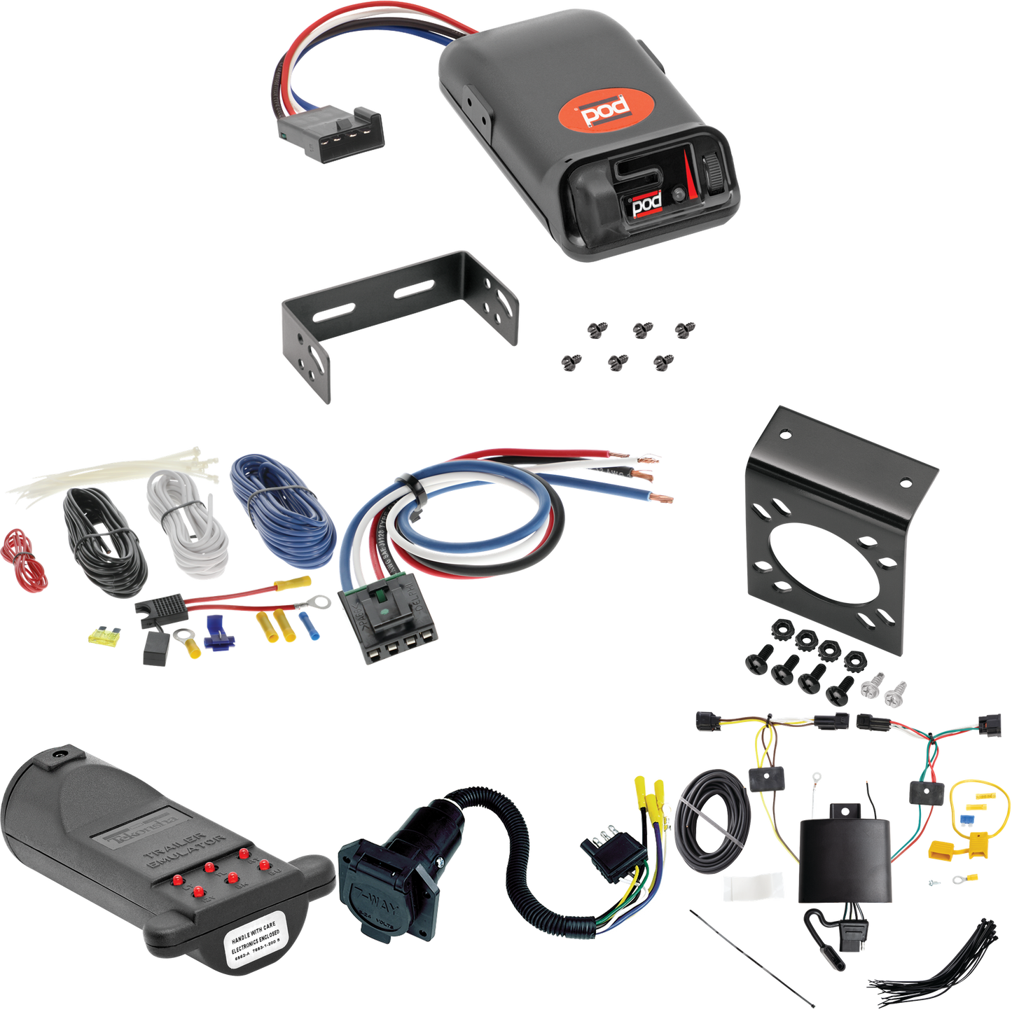 Fits 2023-2023 Honda HR-V 7-Way RV Wiring + Pro Series POD Brake Control + Generic BC Wiring Adapter + 7-Way Tester and Trailer Emulator By Tekonsha