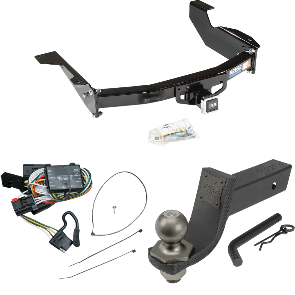 Fits 1998-2003 Dodge Durango Trailer Hitch Tow PKG w/ 4-Flat Wiring + Interlock Tactical Starter Kit w/ 3-1/4" Drop & 2" Ball By Reese Towpower