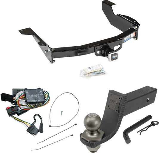 Fits 1998-2003 Dodge Durango Trailer Hitch Tow PKG w/ 4-Flat Wiring + Interlock Tactical Starter Kit w/ 3-1/4" Drop & 2" Ball By Reese Towpower