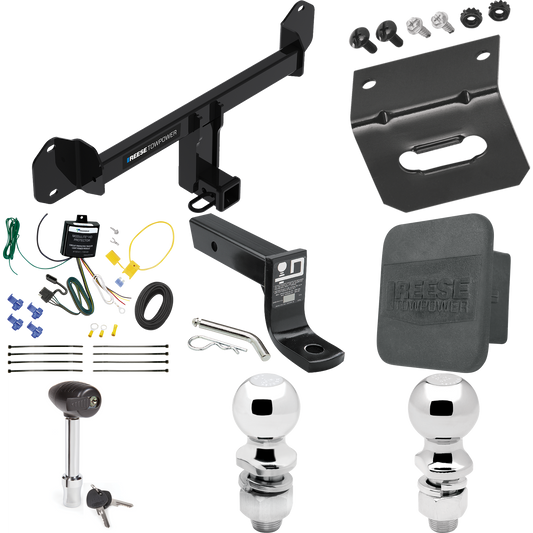 Fits 2019-2023 BMW X4 Trailer Hitch Tow PKG w/ 4-Flat Wiring + Ball Mount w/ 4" Drop + 2" Ball + 2-5/16" Ball + Wiring Bracket + Hitch Lock + Hitch Cover By Reese Towpower