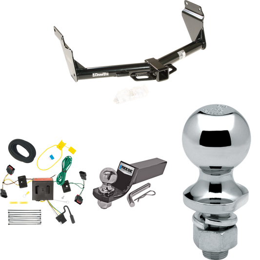 Fits 2011-2013 Dodge Durango Trailer Hitch Tow PKG w/ 4-Flat Wiring + Starter Kit Ball Mount w/ 2" Drop & 2" Ball + 1-7/8" Ball By Draw-Tite