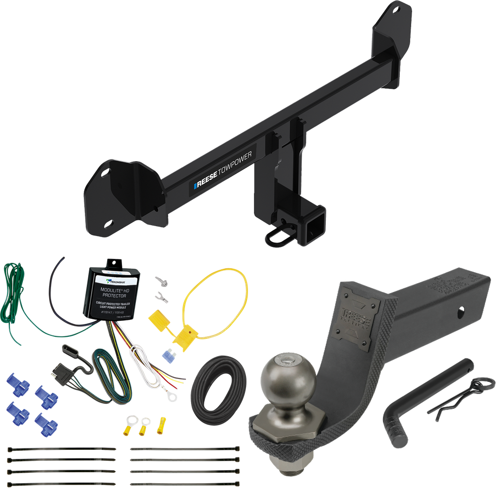 Fits 2019-2023 BMW X4 Trailer Hitch Tow PKG w/ 4-Flat Wiring + Interlock Tactical Starter Kit w/ 3-1/4" Drop & 2" Ball By Reese Towpower