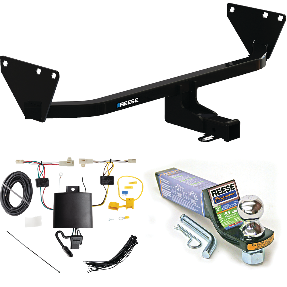 Fits 2022-2023 Mitsubishi Outlander Trailer Hitch Tow PKG w/ 4-Flat Wiring + Starter Kit Ball Mount w/ 2" Drop & 1-7/8" Ball By Reese Towpower