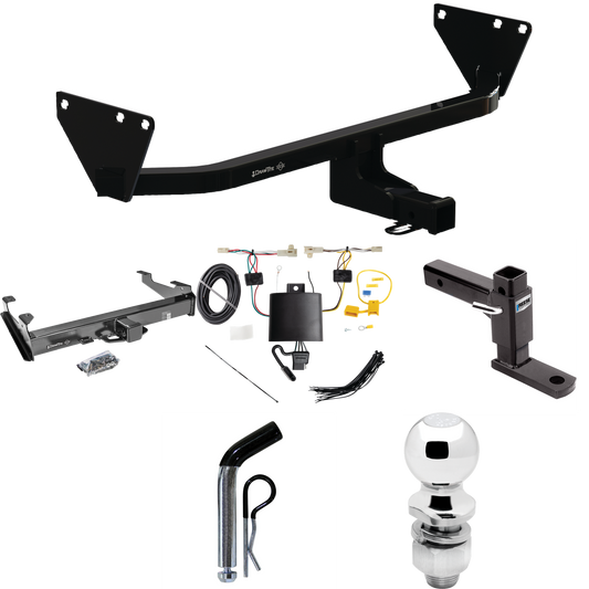 Fits 2022-2023 Mitsubishi Outlander Trailer Hitch Tow PKG w/ 4-Flat Wiring Harness + Adjustable Drop Rise Ball Mount + Pin/Clip + 2" Ball By Draw-Tite