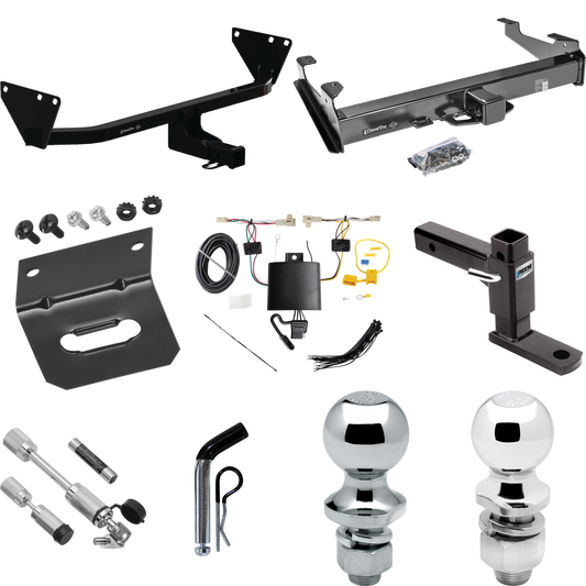 Fits 2022-2023 Mitsubishi Outlander Trailer Hitch Tow PKG w/ 4-Flat Wiring Harness + Adjustable Drop Rise Ball Mount + Pin/Clip + 2" Ball + 1-7/8" Ball + Dual Hitch & Coupler Locks By Draw-Tite