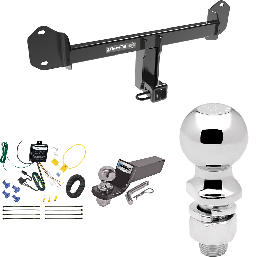 Fits 2019-2023 BMW X4 Trailer Hitch Tow PKG w/ 4-Flat Wiring + Starter Kit Ball Mount w/ 2" Drop & 2" Ball + 2-5/16" Ball By Draw-Tite