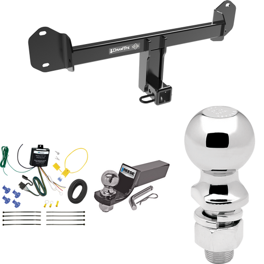 Fits 2019-2023 BMW X4 Trailer Hitch Tow PKG w/ 4-Flat Wiring + Starter Kit Ball Mount w/ 2" Drop & 2" Ball + 2-5/16" Ball By Draw-Tite