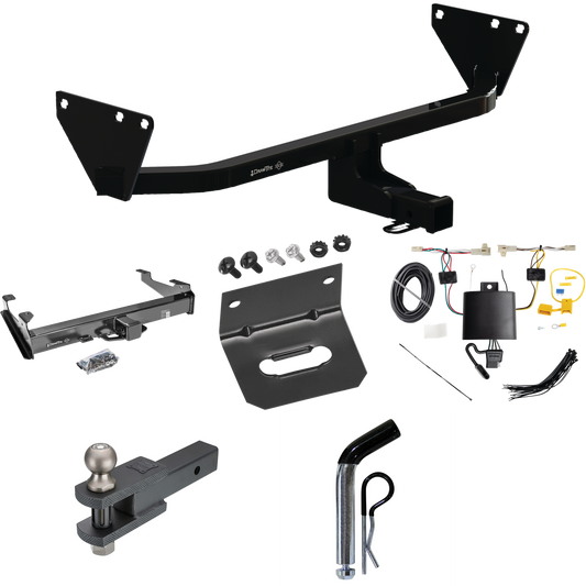 Fits 2022-2023 Mitsubishi Outlander Trailer Hitch Tow PKG w/ 4-Flat Wiring Harness + Clevis Hitch Ball Mount w/ 2" Ball + Pin/Clip + Wiring Bracket By Draw-Tite