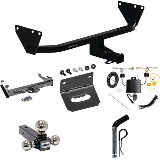 Se adapta al paquete de remolque de enganche para remolque Mitsubishi Outlander 2022-2023 con arnés de cableado plano de 4 + soporte de bola triple de bolas de remolque de 1-7/8" y 2" y 2-5/16" + pasador/clip + soporte de cableado por Draw- tite