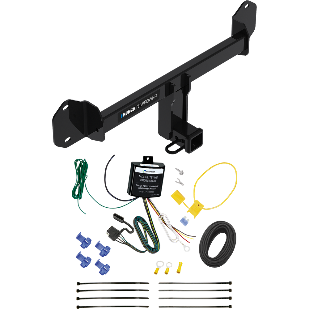 Se adapta al paquete de remolque con enganche de remolque BMW X4 2019-2023 con arnés de cableado plano de 4 de Reese Towpower