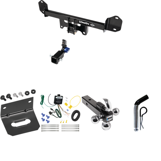 Fits 2019-2023 BMW X4 Trailer Hitch Tow PKG w/ 4-Flat Wiring Harness + Triple Ball Ball Mount 1-7/8" & 2" & 2-5/16" Trailer Balls w/ Tow Hook + Pin/Clip + Wiring Bracket By Draw-Tite