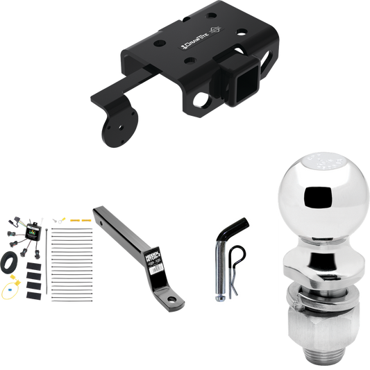 Se adapta al paquete de enganche de remolque Volkswagen Amarok 2011-2022 con cableado de 4 contactos planos "sin empalme" + soporte de bola extendido de 16" de largo con caída de 4" + pasador/clip + bola de 2" de Draw-Tite