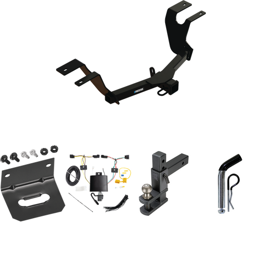 Fits 2023-2023 Honda HR-V Trailer Hitch Tow PKG w/ 4-Flat Wiring Harness + Adjustable Drop Rise Clevis Hitch Ball Mount w/ 2" Ball + Pin/Clip + Wiring Bracket By Reese Towpower