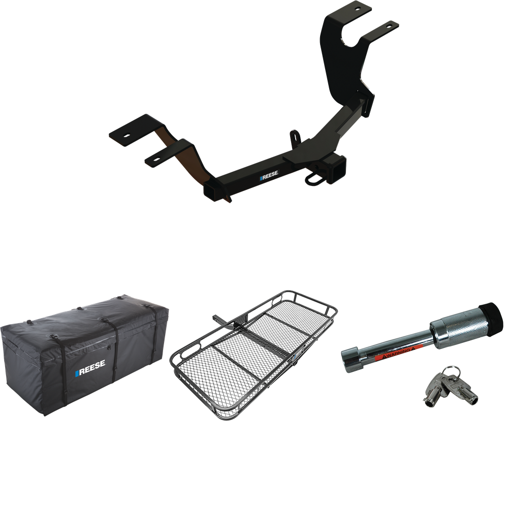 Fits 2023-2023 Honda HR-V Trailer Hitch Tow PKG w/ 60" x 24" Cargo Carrier + Cargo Bag + Hitch Lock By Reese Towpower