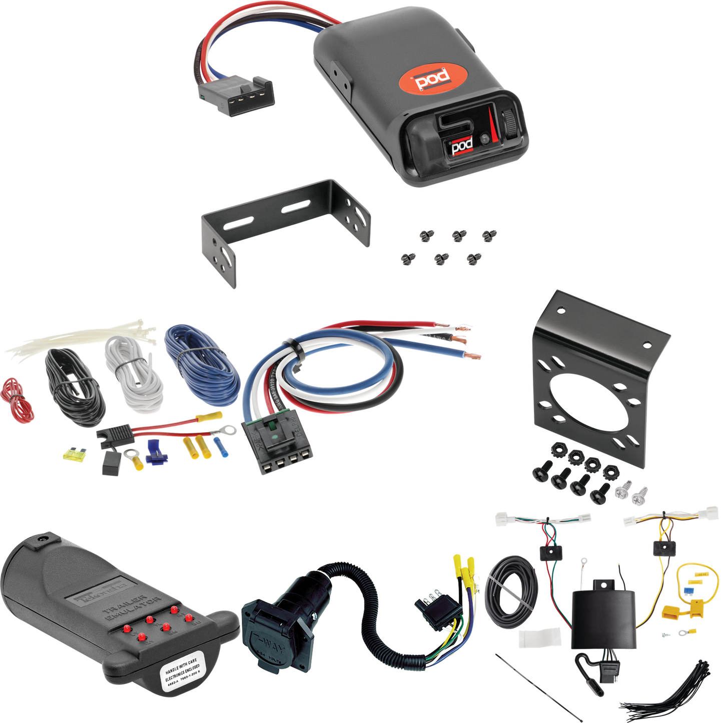 Fits 2020-2023 Mitsubishi Outlander Sport 7-Way RV Wiring + Pro Series POD Brake Control + Generic BC Wiring Adapter + 7-Way Tester and Trailer Emulator By Tekonsha