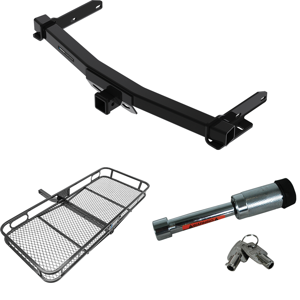 Fits 2022-2023 Jeep Grand Cherokee WK Trailer Hitch Tow PKG w/ 60" x 24" Cargo Carrier + Hitch Lock By Reese Towpower