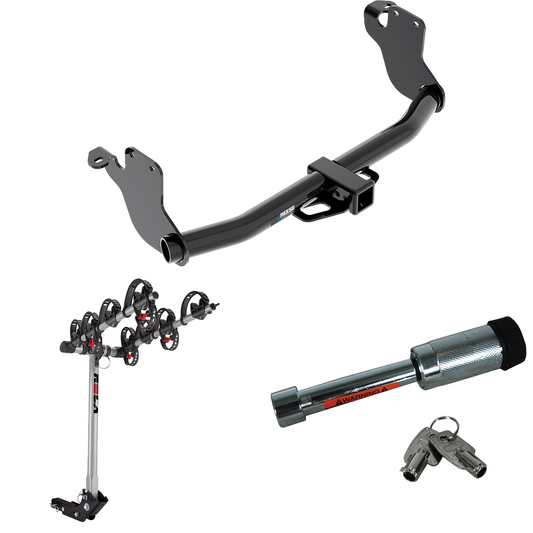 Fits 2011-2023 Mitsubishi RVR Trailer Hitch Tow PKG w/ 4 Bike Carrier Rack + Hitch Lock (For (Canada Only) Models) By Reese Towpower