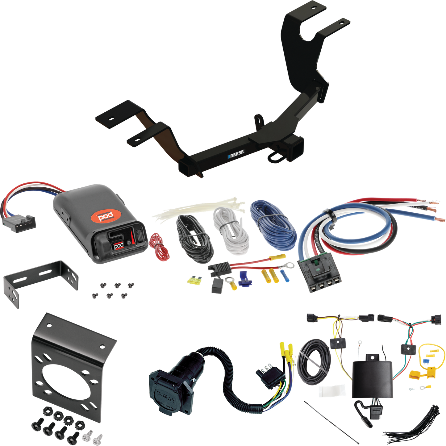 Fits 2023-2023 Honda HR-V Trailer Hitch Tow PKG w/ Pro Series POD Brake Control + Generic BC Wiring Adapter + 7-Way RV Wiring By Reese Towpower