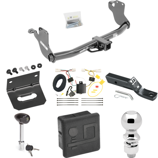 Fits 2011-2019 Mitsubishi Outlander Sport Trailer Hitch Tow PKG w/ 4-Flat Wiring + Ball Mount w/ 2" Drop + 2-5/16" Ball + Wiring Bracket + Hitch Lock + Hitch Cover By Draw-Tite