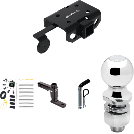 Fits 2011-2022 Volkswagen Amarok Trailer Hitch Tow PKG w/ 4-Flat Zero Contact "No Splice" Wiring + Adjustable Drop Rise Ball Mount + Pin/Clip + 2" Ball By Draw-Tite