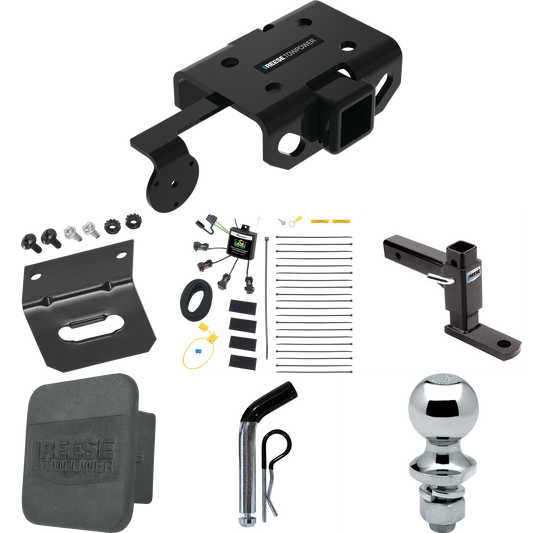 Fits 2011-2022 Volkswagen Amarok Trailer Hitch Tow PKG w/ 4-Flat Zero Contact "No Splice" Wiring + Adjustable Drop Rise Ball Mount + Pin/Clip + 1-7/8" Ball + Wiring Bracket + Hitch Cover By Reese Towpower