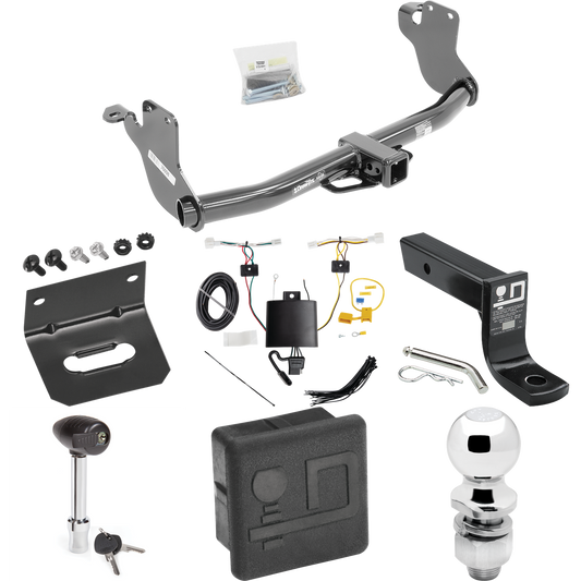 Se adapta al paquete de enganche de remolque Mitsubishi Outlander Sport 2020-2023 con cableado plano de 4 + soporte de bola con caída de 4" + bola de 2" + soporte de cableado + bloqueo de enganche + cubierta de enganche de Draw-Tite