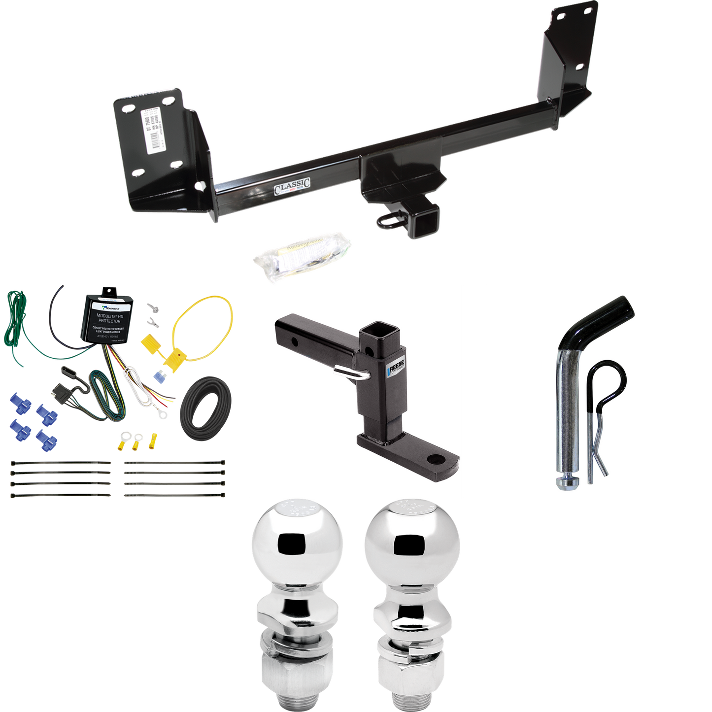 Fits 2007-2014 BMW X5 Trailer Hitch Tow PKG w/ 4-Flat Wiring + Adjustable Drop Rise Ball Mount + Pin/Clip + 2" Ball + 2-5/16" Ball (Excludes: M Sport Package Models) By Draw-Tite