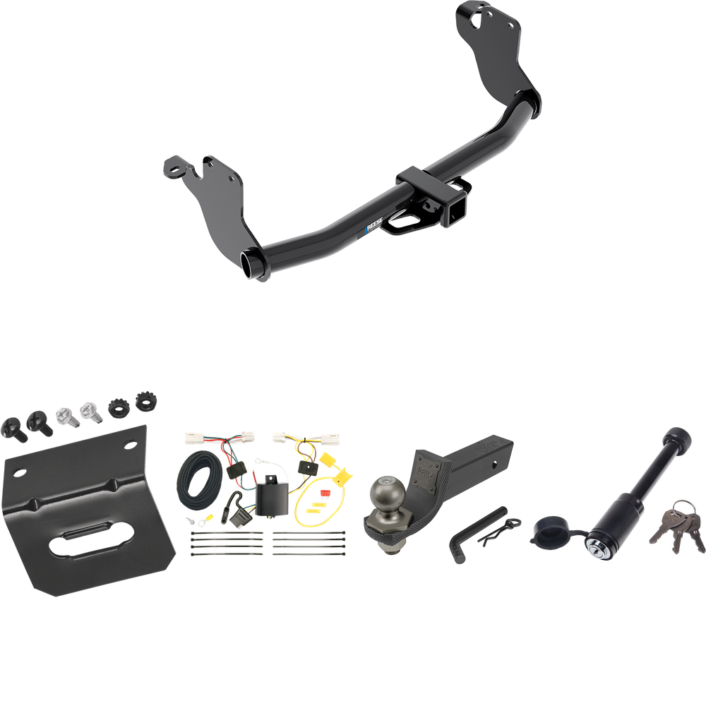 Fits 2011-2023 Mitsubishi RVR Trailer Hitch Tow PKG w/ 4-Flat Wiring + Interlock Tactical Starter Kit w/ 2" Drop & 2" Ball + Tactical Dogbone Lock + Wiring Bracket (For (Canada Only) Models) By Reese Towpower