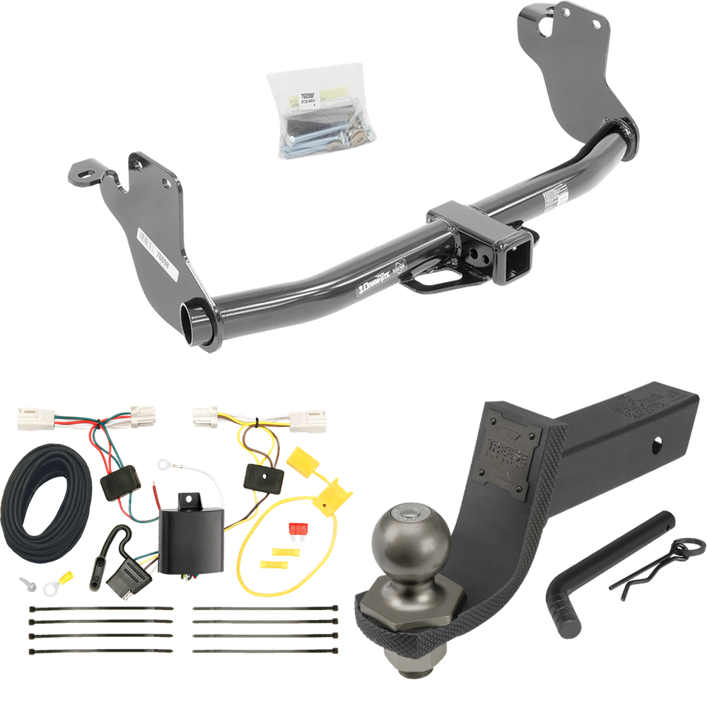 Fits 2011-2023 Mitsubishi RVR Trailer Hitch Tow PKG w/ 4-Flat Wiring + Interlock Tactical Starter Kit w/ 3-1/4" Drop & 2" Ball (For (Canada Only) Models) By Draw-Tite