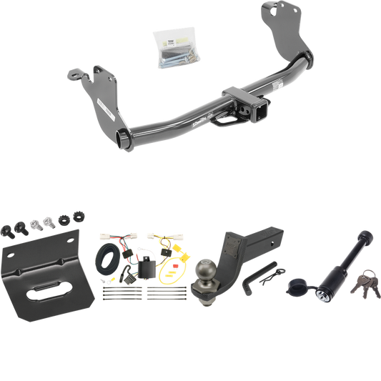 Fits 2011-2019 Mitsubishi Outlander Sport Trailer Hitch Tow PKG w/ 4-Flat Wiring + Interlock Tactical Starter Kit w/ 3-1/4" Drop & 2" Ball + Tactical Dogbone Lock + Wiring Bracket By Draw-Tite