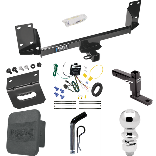 Fits 2007-2014 BMW X5 Trailer Hitch Tow PKG w/ 4-Flat Wiring + Adjustable Drop Rise Ball Mount + Pin/Clip + 2-5/16" Ball + Wiring Bracket + Hitch Cover (Excludes: M Sport Package Models) By Reese Towpower