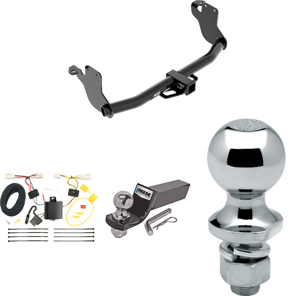 Fits 2011-2023 Mitsubishi RVR Trailer Hitch Tow PKG w/ 4-Flat Wiring + Starter Kit Ball Mount w/ 2" Drop & 2" Ball + 1-7/8" Ball (For (Canada Only) Models) By Reese Towpower