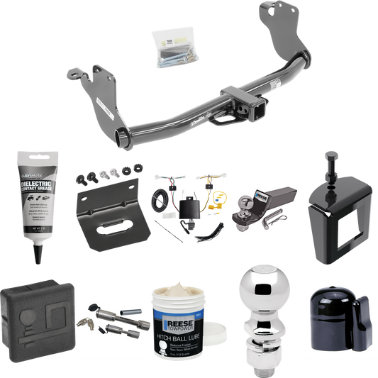 Fits 2020-2023 Mitsubishi Outlander Sport Trailer Hitch Tow PKG w/ 4-Flat Wiring + Starter Kit Ball Mount w/ 2" Drop & 2" Ball + 2-5/16" Ball + Wiring Bracket + Dual Hitch & Coupler Locks + Hitch Cover + Wiring Tester + Ball Lube +Electric Grease + B