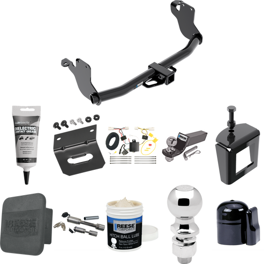 Fits 2011-2019 Mitsubishi Outlander Sport Trailer Hitch Tow PKG w/ 4-Flat Wiring + Starter Kit Ball Mount w/ 2" Drop & 2" Ball + 2-5/16" Ball + Wiring Bracket + Dual Hitch & Coupler Locks + Hitch Cover + Wiring Tester + Ball Lube +Electric Grease + B