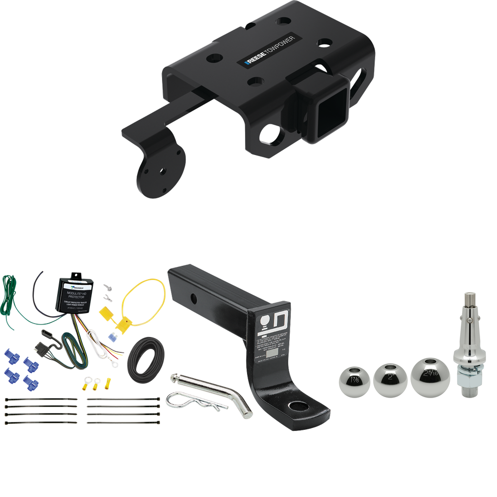 Fits 2011-2022 Volkswagen Amarok Trailer Hitch Tow PKG w/ 4-Flat Wiring + Ball Mount w/ 4" Drop + Interchangeable Ball 1-7/8" & 2" & 2-5/16" By Reese Towpower