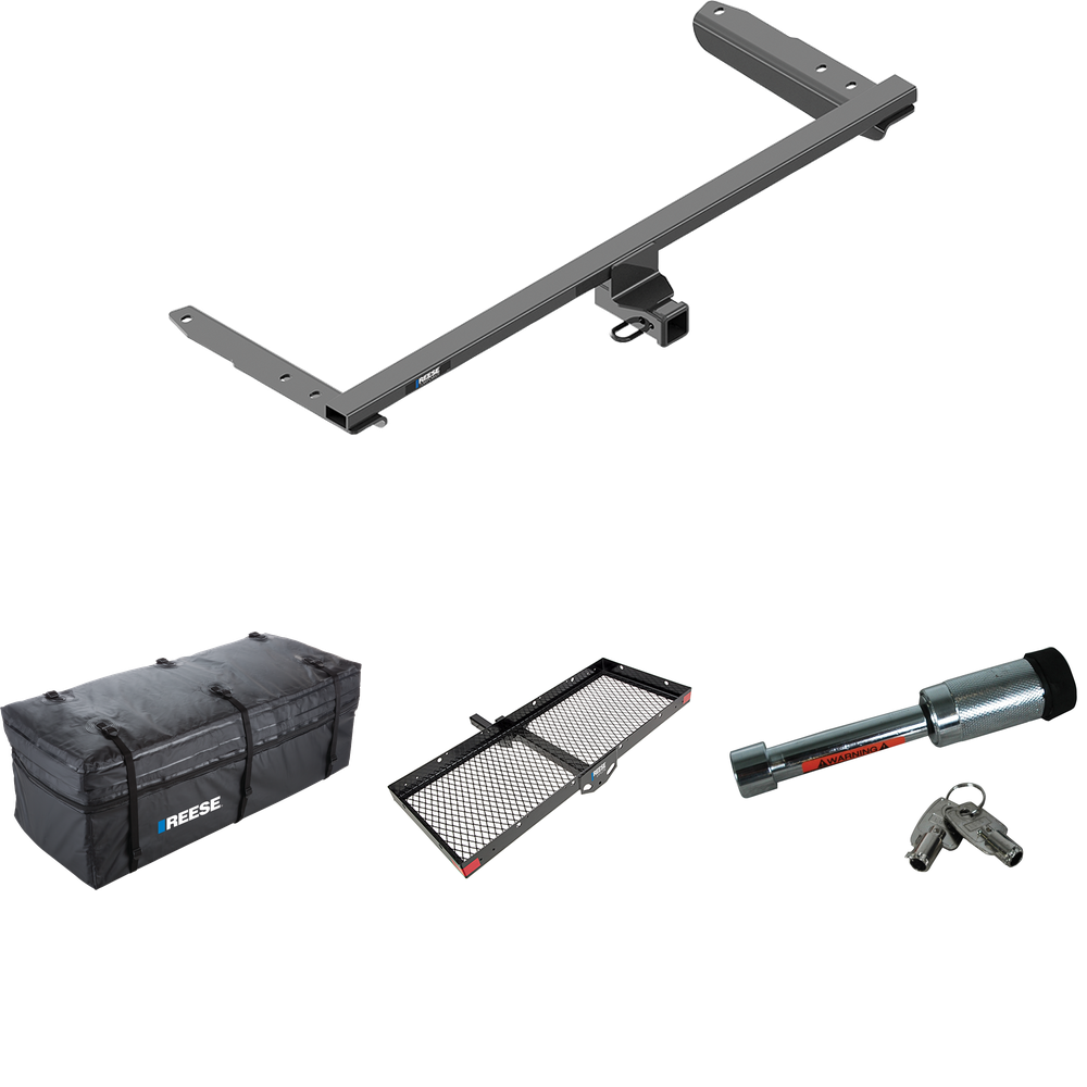 Fits 2018-2023 Honda Odyssey Trailer Hitch Tow PKG w/ 48" x 20" Cargo Carrier + Cargo Bag + Hitch Lock (For Without Fuse Provisions Models) By Reese Towpower