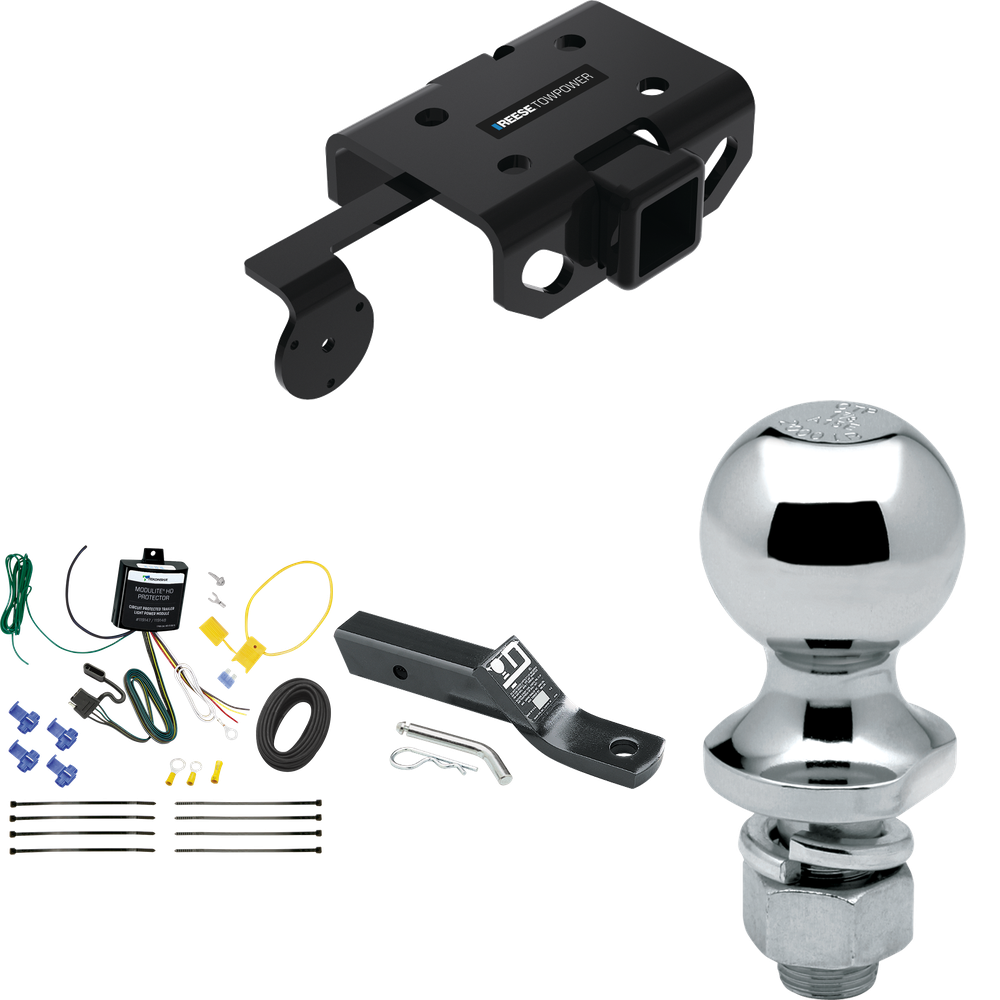 Fits 2011-2022 Volkswagen Amarok Trailer Hitch Tow PKG w/ 4-Flat Wiring + Ball Mount w/ 2" Drop + 1-7/8" Ball By Reese Towpower