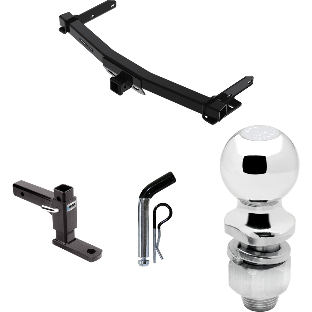 Fits 2011-2023 Dodge Durango Trailer Hitch Tow PKG w/ Adjustable Drop Rise Ball Mount + Pin/Clip + 2" Ball By Reese Towpower