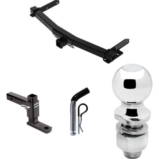 Fits 2011-2023 Dodge Durango Trailer Hitch Tow PKG w/ Adjustable Drop Rise Ball Mount + Pin/Clip + 2" Ball By Reese Towpower