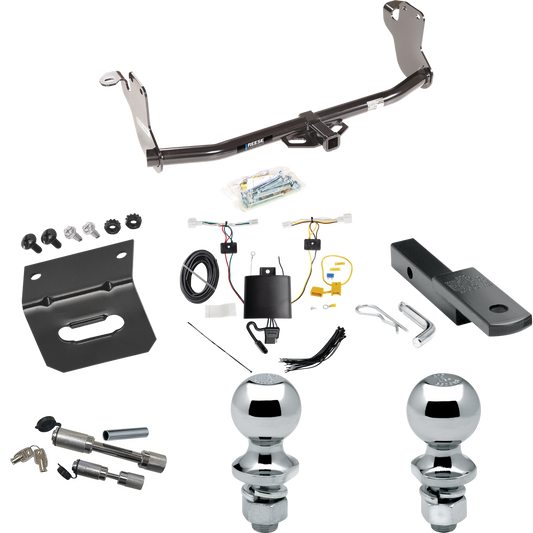 Fits 2020-2021 Mitsubishi Outlander Sport Trailer Hitch Tow PKG w/ 4-Flat Wiring Harness + Draw-Bar + 1-7/8" + 2" Ball + Wiring Bracket + Dual Hitch & Coupler Locks By Reese Towpower