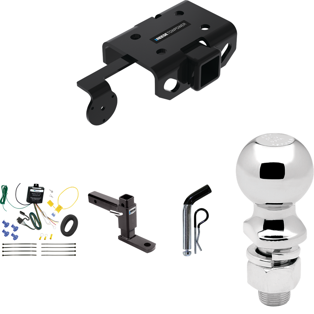 Fits 2011-2022 Volkswagen Amarok Trailer Hitch Tow PKG w/ 4-Flat Wiring + Adjustable Drop Rise Ball Mount + Pin/Clip + 2-5/16" Ball By Reese Towpower