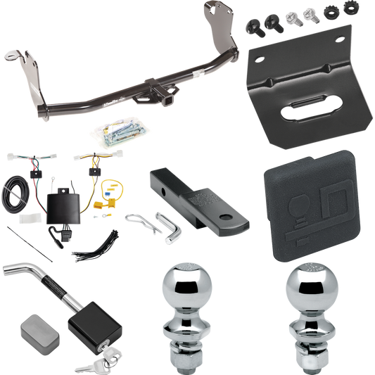 Fits 2020-2021 Mitsubishi Outlander Sport Trailer Hitch Tow PKG w/ 4-Flat Wiring Harness + Draw-Bar + 1-7/8" + 2" Ball + Wiring Bracket + Hitch Cover + Hitch Lock By Draw-Tite