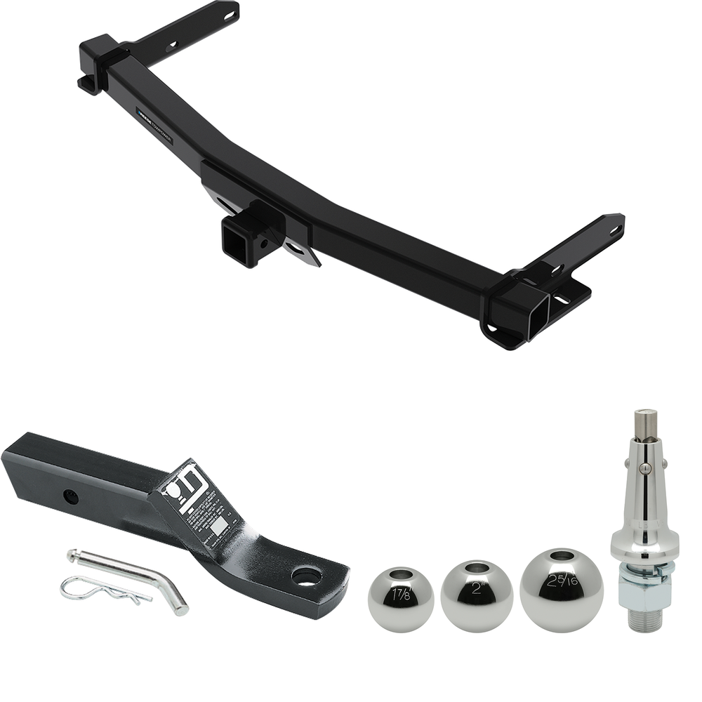 Fits 2011-2023 Dodge Durango Trailer Hitch Tow PKG w/ Ball Mount w/ 2" Drop + Interchangeable Ball 1-7/8" & 2" & 2-5/16" By Reese Towpower