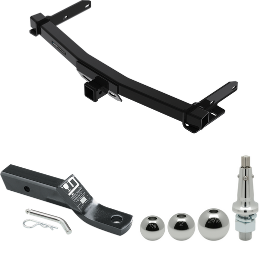 Fits 2011-2023 Dodge Durango Trailer Hitch Tow PKG w/ Ball Mount w/ 2" Drop + Interchangeable Ball 1-7/8" & 2" & 2-5/16" By Reese Towpower