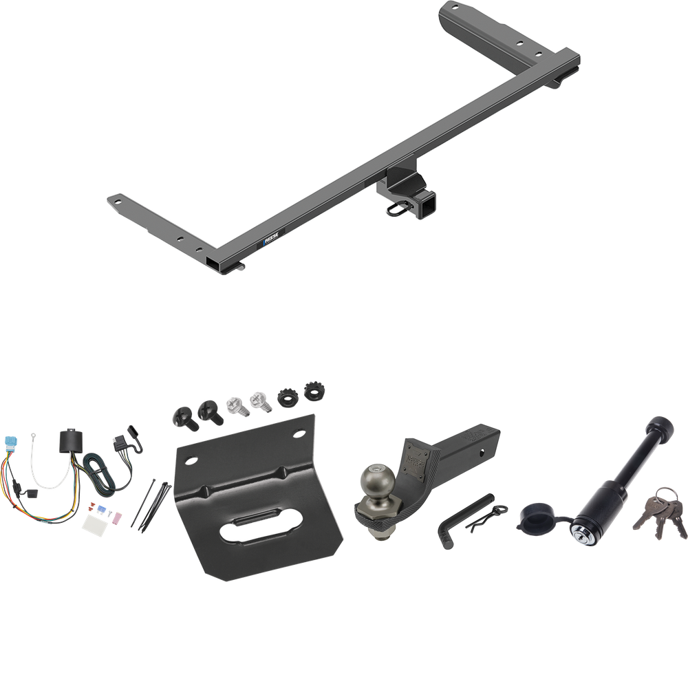 Fits 2018-2023 Honda Odyssey Trailer Hitch Tow PKG w/ 4-Flat Wiring + Interlock Tactical Starter Kit w/ 2" Drop & 2" Ball + Tactical Dogbone Lock + Wiring Bracket (For With Fuse Provisions Models) By Reese Towpower