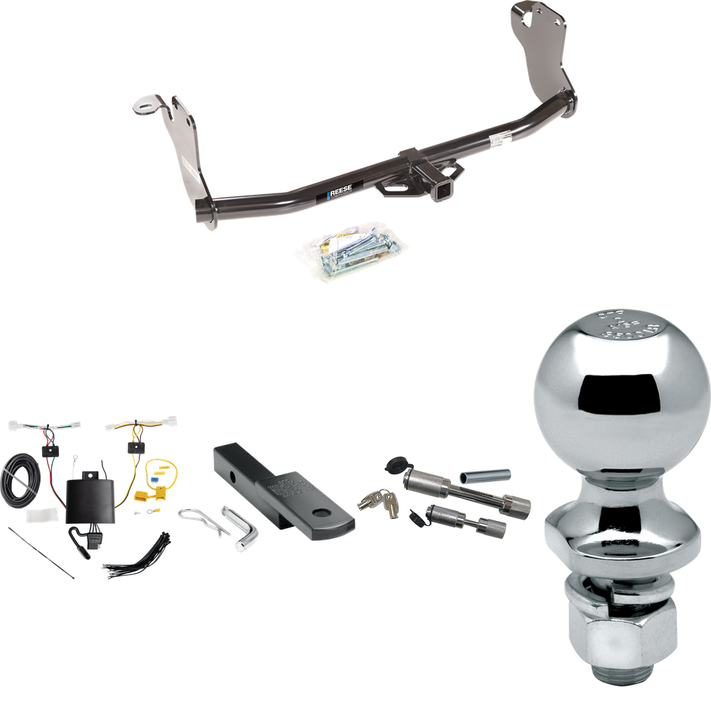 Fits 2020-2021 Mitsubishi Outlander Sport Trailer Hitch Tow PKG w/ 4-Flat Wiring Harness + Draw-Bar + 2" Ball + Dual Hitch & Coupler Locks By Reese Towpower